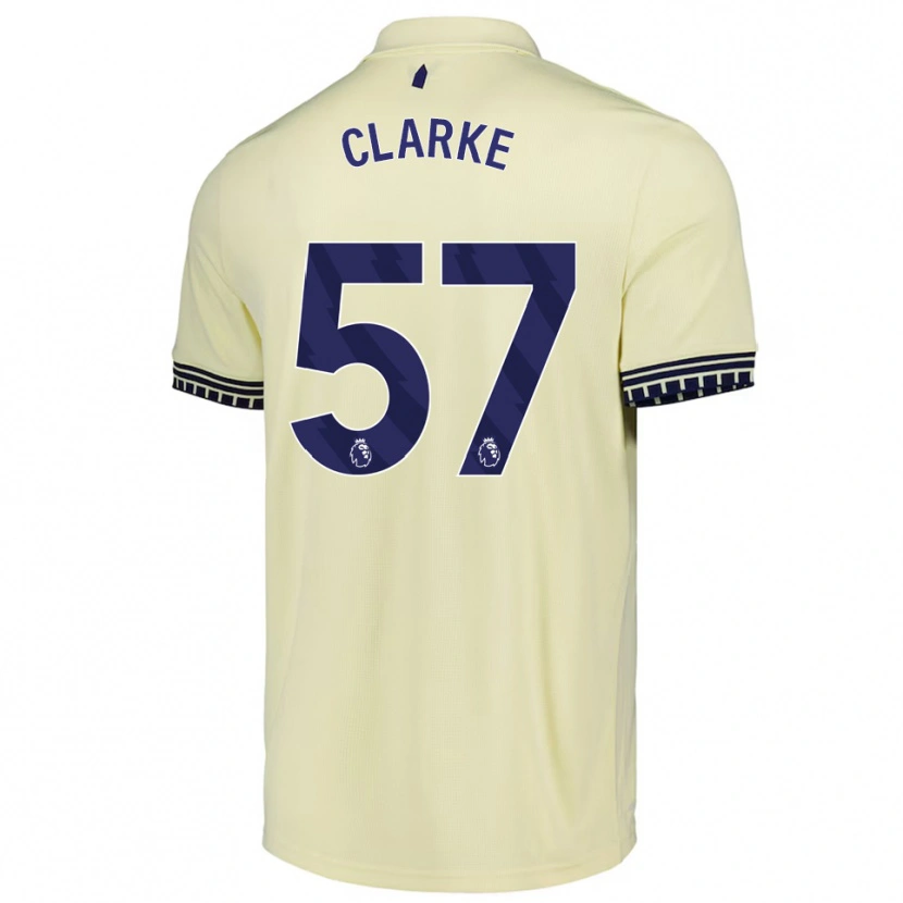 Danxen Enfant Maillot Justin Clarke #57 Blanc Cassé Noir Tenues Extérieur 2025/26 T-Shirt