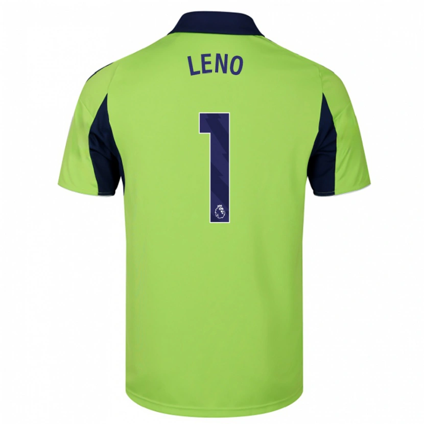 Danxen Enfant Maillot Bernd Leno #1 Vert Marine Blanc Tenues Extérieur 2025/26 T-Shirt