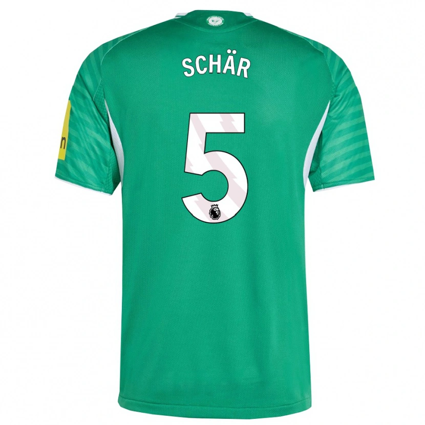 Danxen Enfant Maillot Fabian Schär #5 Vert Blanc Tenues Extérieur 2025/26 T-Shirt