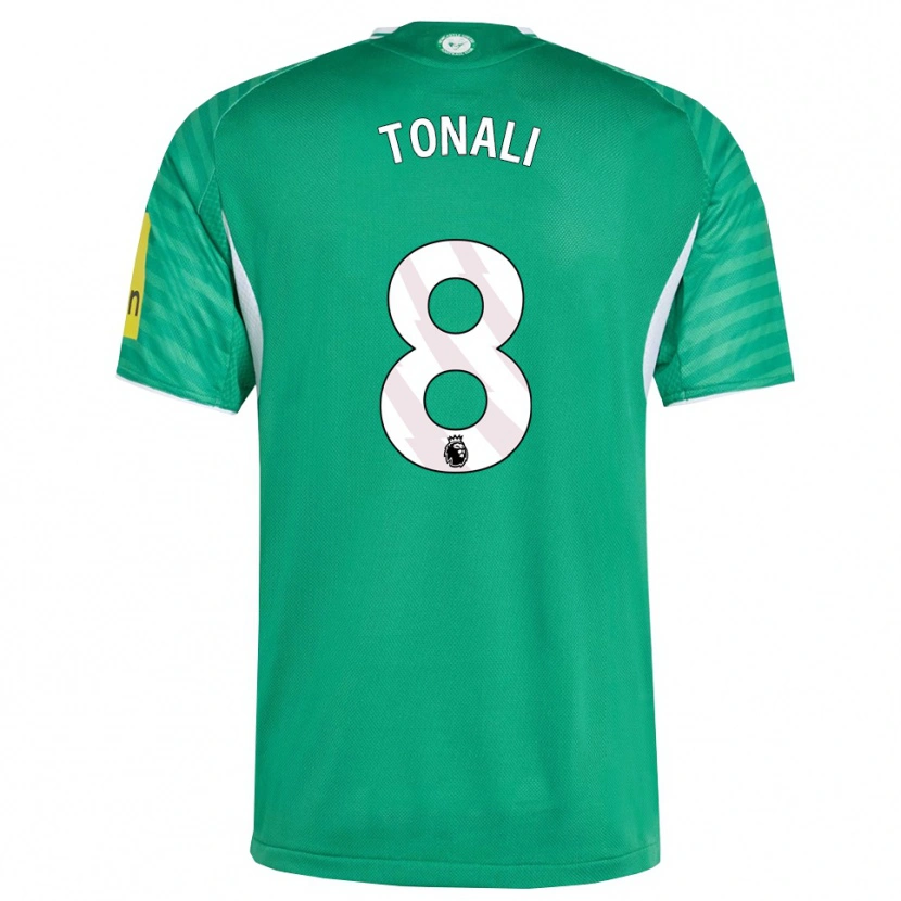 Danxen Enfant Maillot Sandro Tonali #8 Vert Blanc Tenues Extérieur 2025/26 T-Shirt