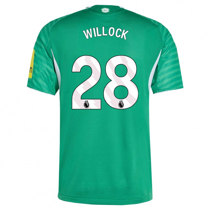 Danxen Enfant Maillot Joe Willock #28 Vert Blanc Tenues Extérieur 2025/26 T-Shirt