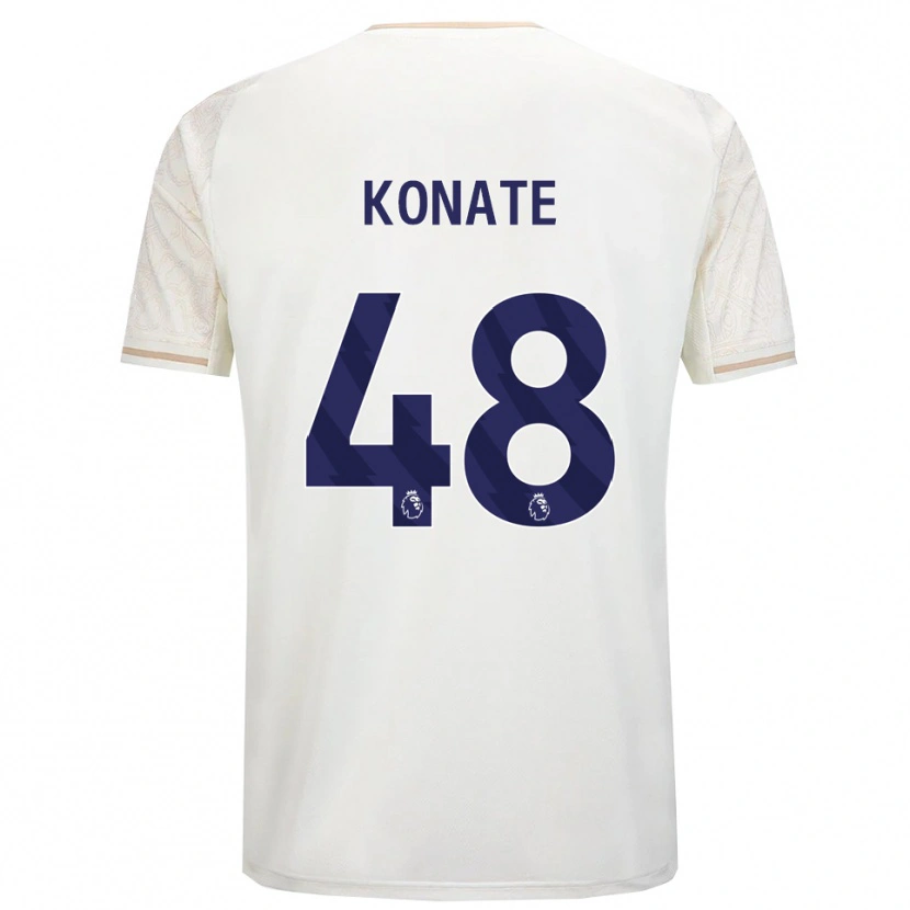 Danxen Enfant Maillot Ateef Konaté #48 Blanc Cassé Noir Tenues Extérieur 2025/26 T-Shirt