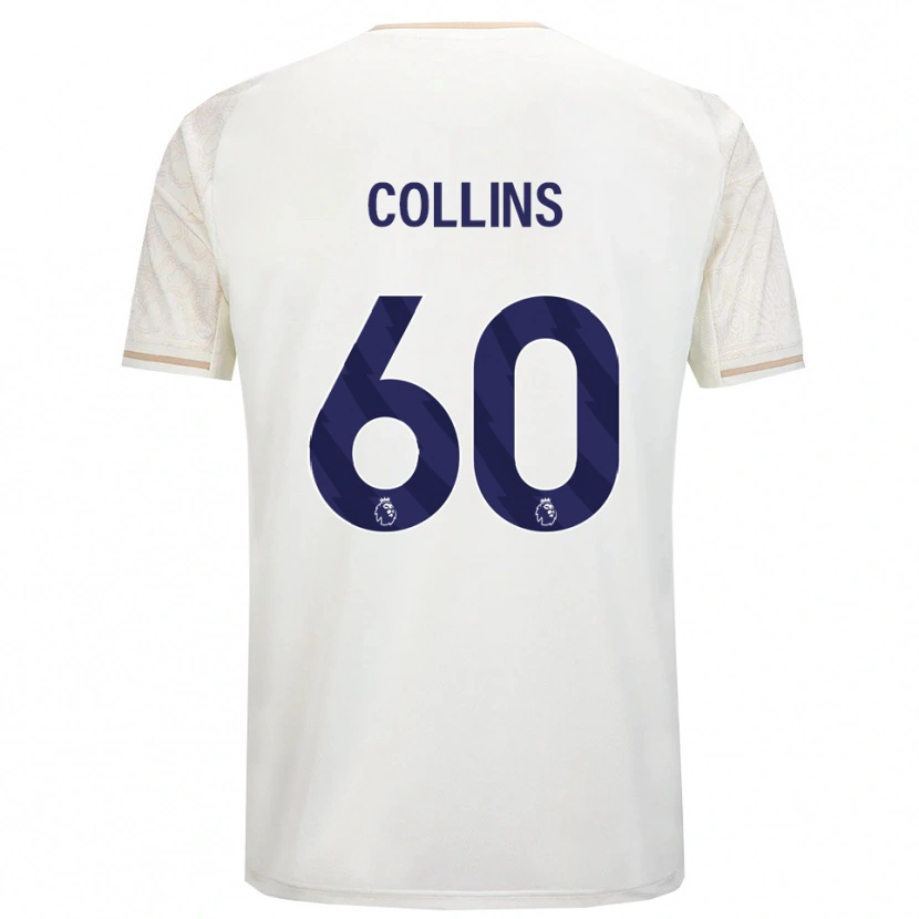 Danxen Enfant Maillot Sam Collins #60 Blanc Cassé Noir Tenues Extérieur 2025/26 T-Shirt