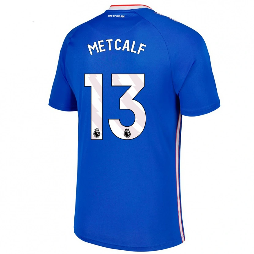 Danxen Enfant Maillot Ben Metcalf #13 Bleu Blanc Tenues Extérieur 2025/26 T-Shirt