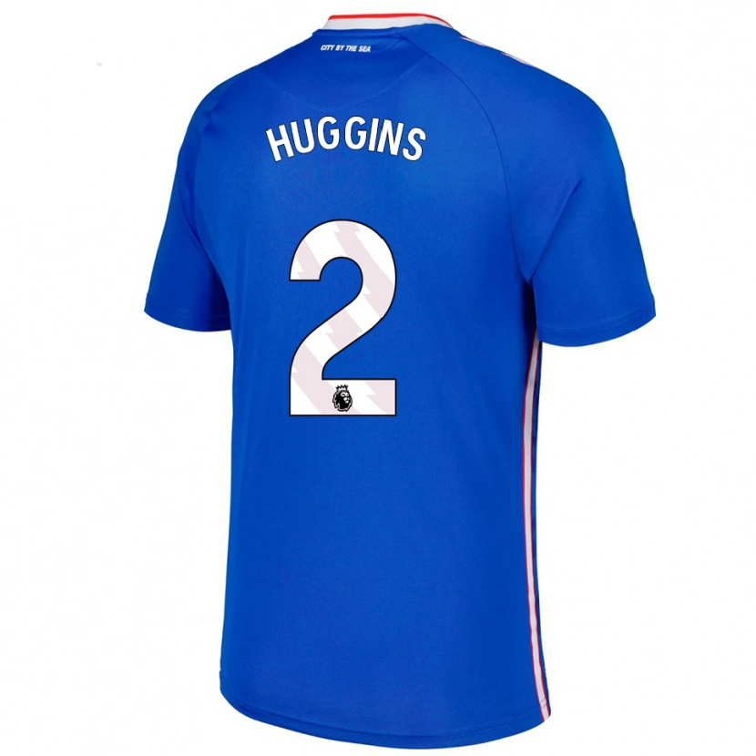 Danxen Enfant Maillot Niall Huggins #2 Bleu Blanc Tenues Extérieur 2025/26 T-Shirt