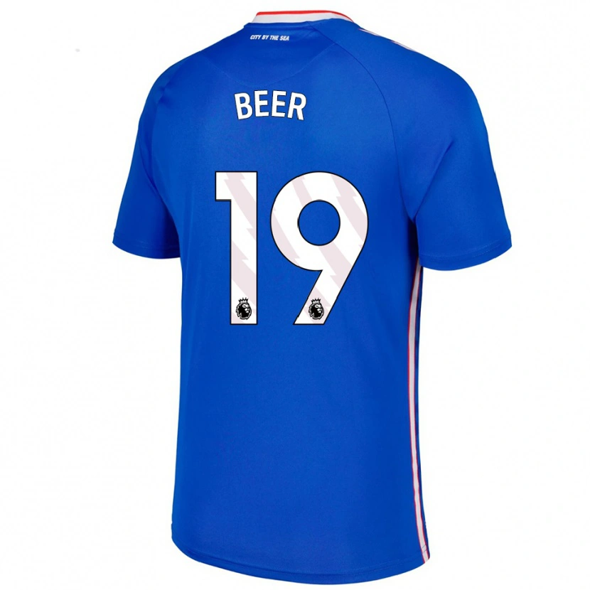 Danxen Enfant Maillot Megan Beer #19 Bleu Blanc Tenues Extérieur 2025/26 T-Shirt