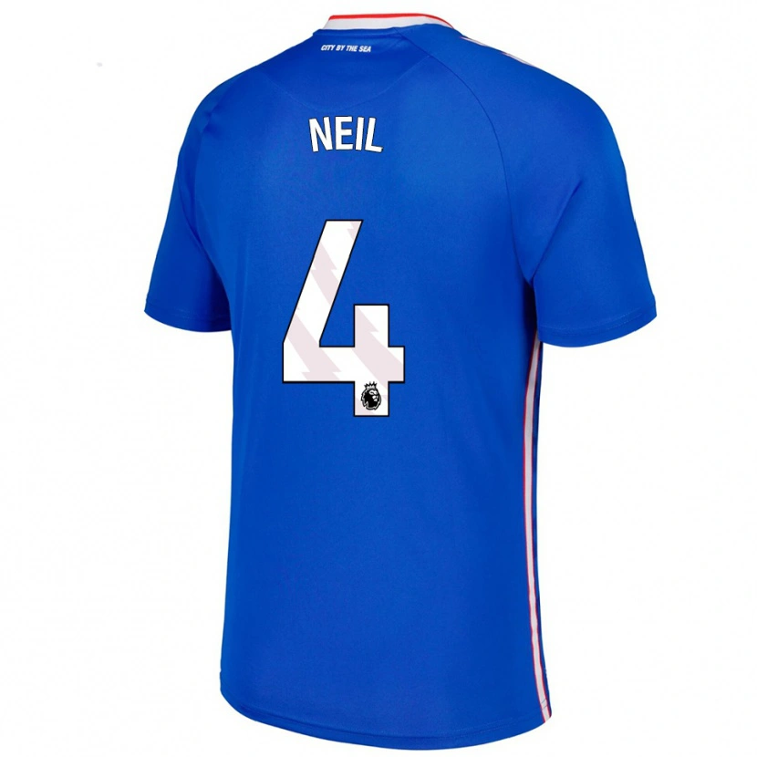 Danxen Enfant Maillot Dan Neil #4 Bleu Blanc Tenues Extérieur 2025/26 T-Shirt