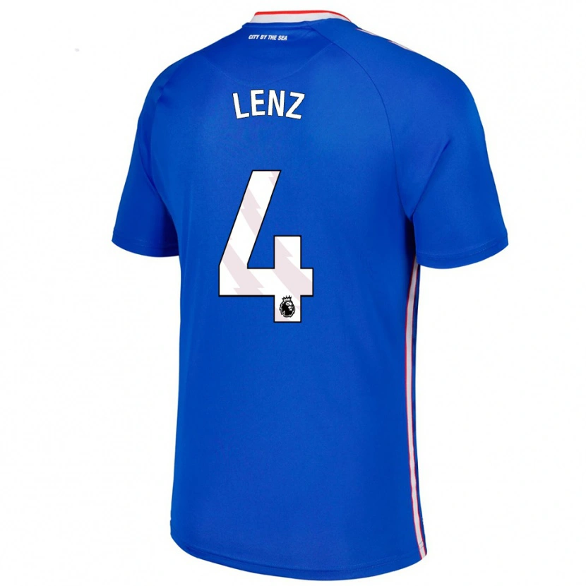 Danxen Enfant Maillot Elias Lenz #4 Bleu Blanc Tenues Extérieur 2025/26 T-Shirt