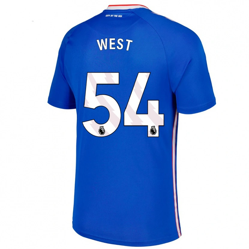 Danxen Enfant Maillot Ella West #54 Bleu Blanc Tenues Extérieur 2025/26 T-Shirt