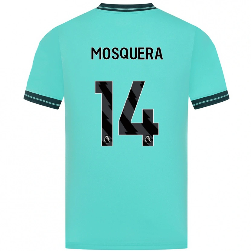 Danxen Enfant Maillot Yerson Mosquera #14 Bleu Ciel Vert Tenues Extérieur 2025/26 T-Shirt