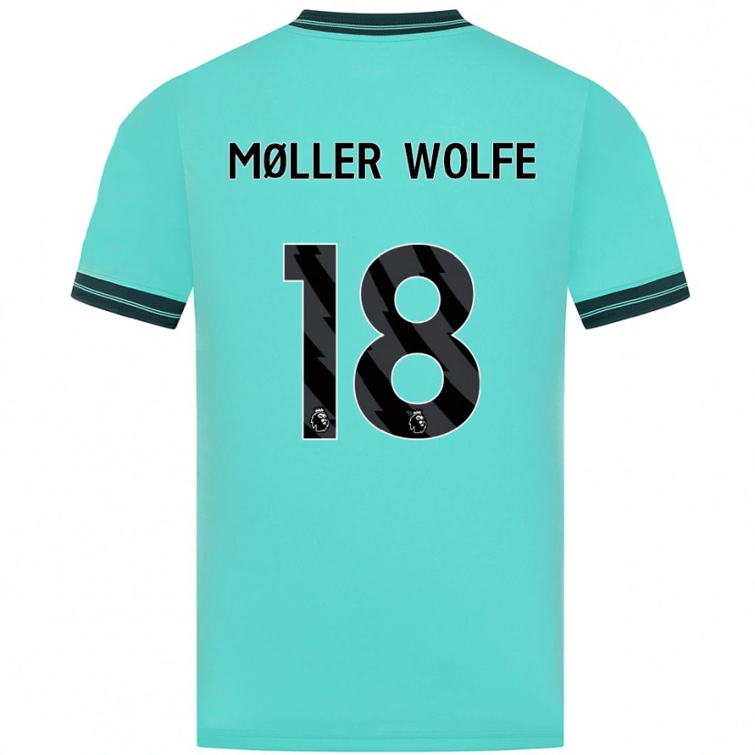 Danxen Enfant Maillot David Møller Wolfe #18 Bleu Ciel Vert Tenues Extérieur 2025/26 T-Shirt