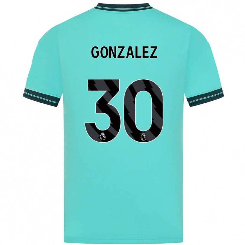 Danxen Enfant Maillot Enso González #30 Bleu Ciel Vert Tenues Extérieur 2025/26 T-Shirt