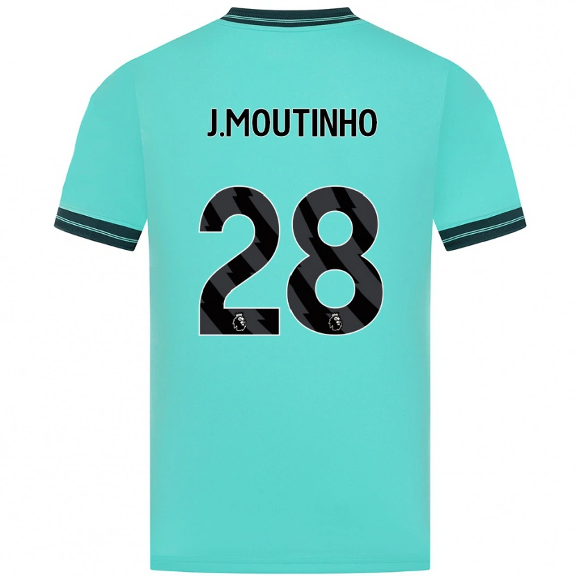 Danxen Enfant Maillot Joao Moutinho #28 Bleu Ciel Vert Tenues Extérieur 2025/26 T-Shirt