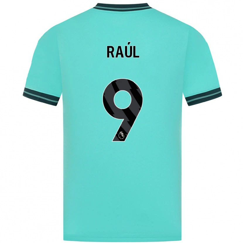 Danxen Enfant Maillot Raul Jimenez #9 Bleu Ciel Vert Tenues Extérieur 2025/26 T-Shirt