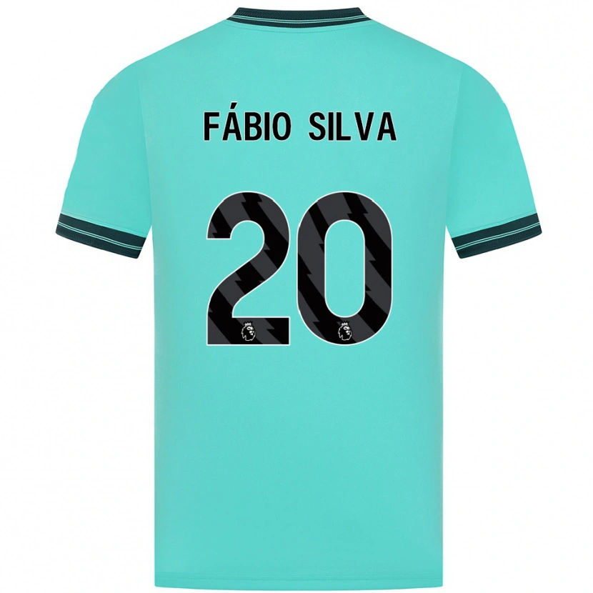 Danxen Enfant Maillot Fábio Silva #20 Bleu Ciel Vert Tenues Extérieur 2025/26 T-Shirt