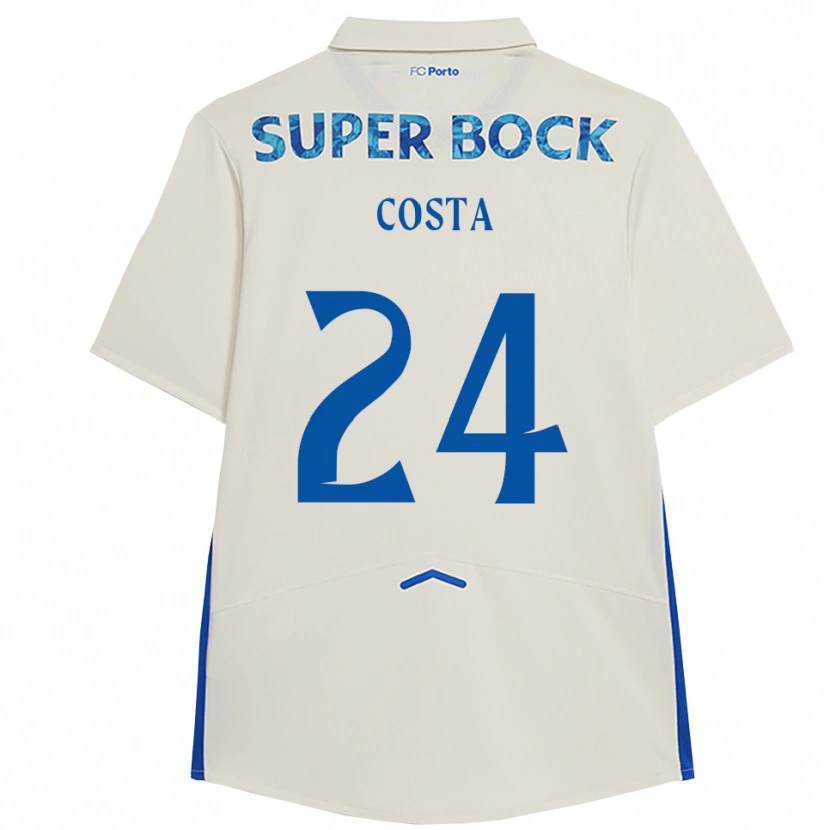 Danxen Enfant Maillot João Costa #24 Blanc Bleu Troisieme 2025/26 T-Shirt
