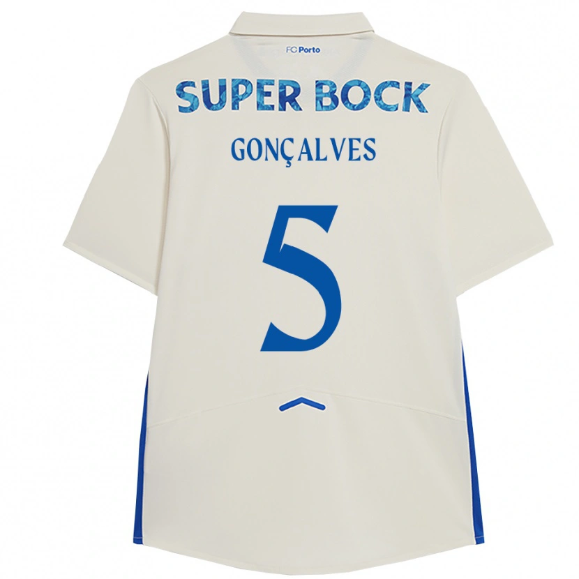 Danxen Enfant Maillot Martim Gonçalves #5 Blanc Bleu Troisieme 2025/26 T-Shirt