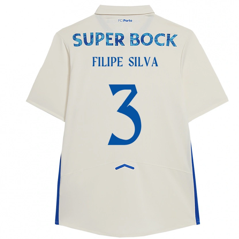 Danxen Enfant Maillot Filipe Silva #3 Blanc Bleu Troisieme 2025/26 T-Shirt