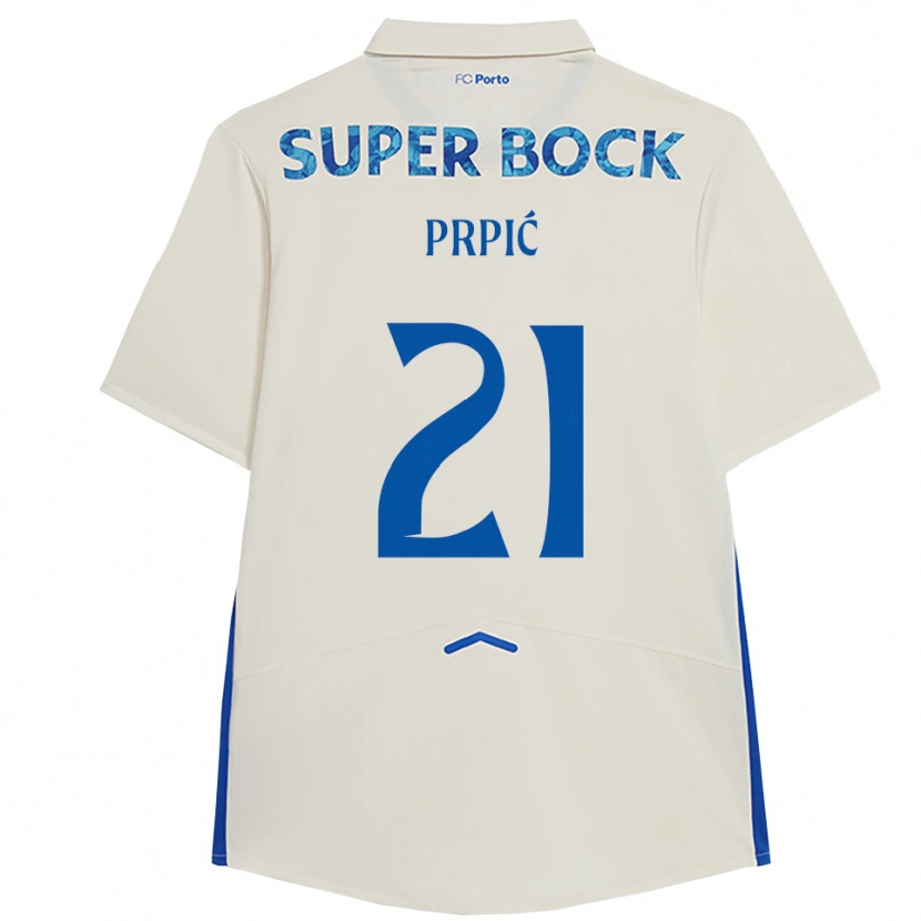 Danxen Enfant Maillot Dominik Prpić #21 Blanc Bleu Troisieme 2025/26 T-Shirt