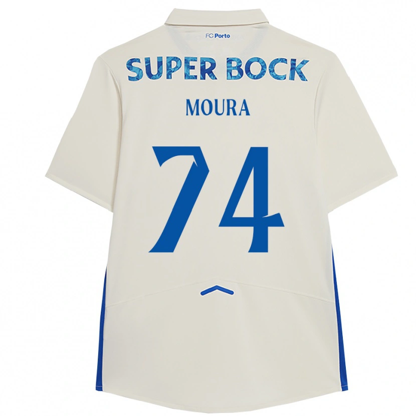 Danxen Enfant Maillot Francisco Moura #74 Blanc Bleu Troisieme 2025/26 T-Shirt