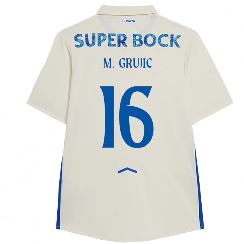 Danxen Enfant Maillot Marko Grujić #16 Blanc Bleu Troisieme 2025/26 T-Shirt