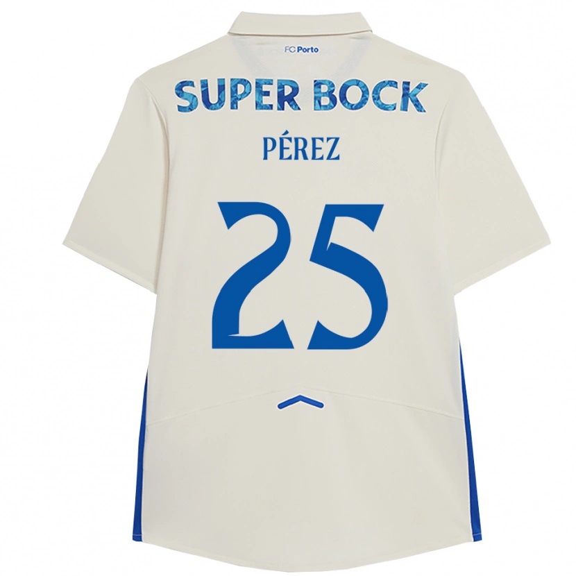 Danxen Enfant Maillot Tomás Pérez #25 Blanc Bleu Troisieme 2025/26 T-Shirt