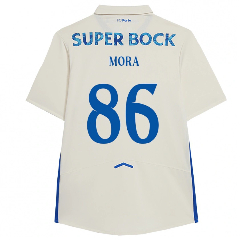 Danxen Enfant Maillot Rodrigo Mora #86 Blanc Bleu Troisieme 2025/26 T-Shirt