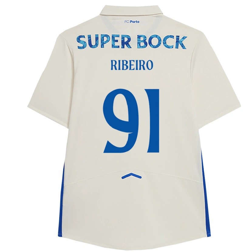 Danxen Enfant Maillot Gonçalo Ribeiro #91 Blanc Bleu Troisieme 2025/26 T-Shirt