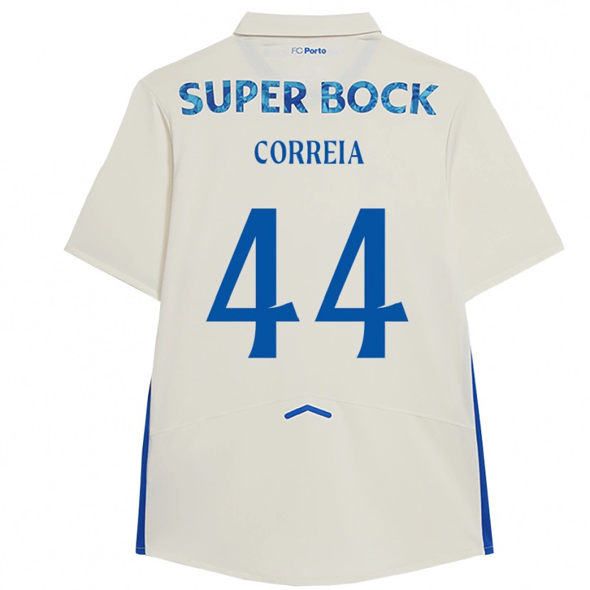 Danxen Enfant Maillot Romain Correia #44 Blanc Bleu Troisieme 2025/26 T-Shirt