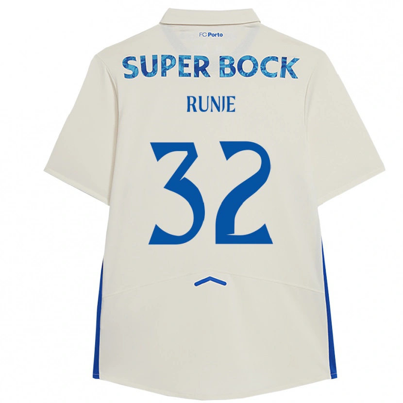 Danxen Enfant Maillot Roko Runje #32 Blanc Bleu Troisieme 2025/26 T-Shirt
