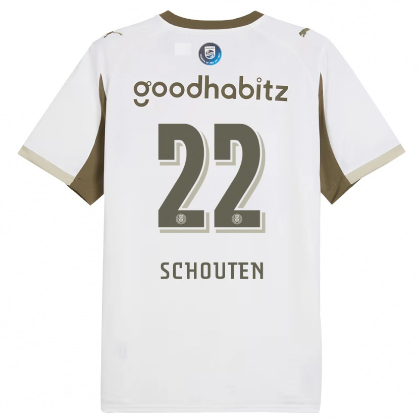 Danxen Enfant Maillot Jerdy Schouten #22 Blanc Gris Troisieme 2025/26 T-Shirt