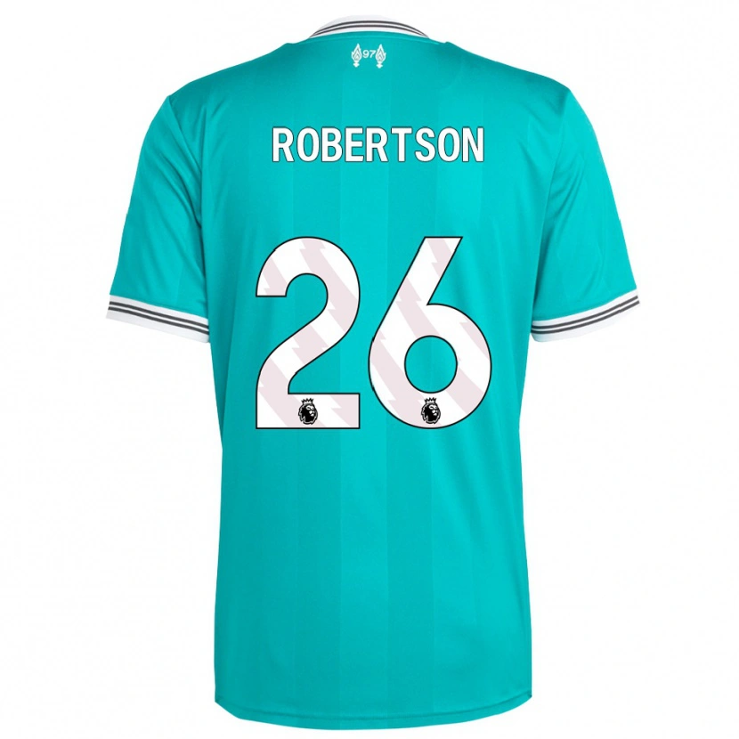 Danxen Enfant Maillot Andrew Robertson #26 Vert Blanc Troisieme 2025/26 T-Shirt
