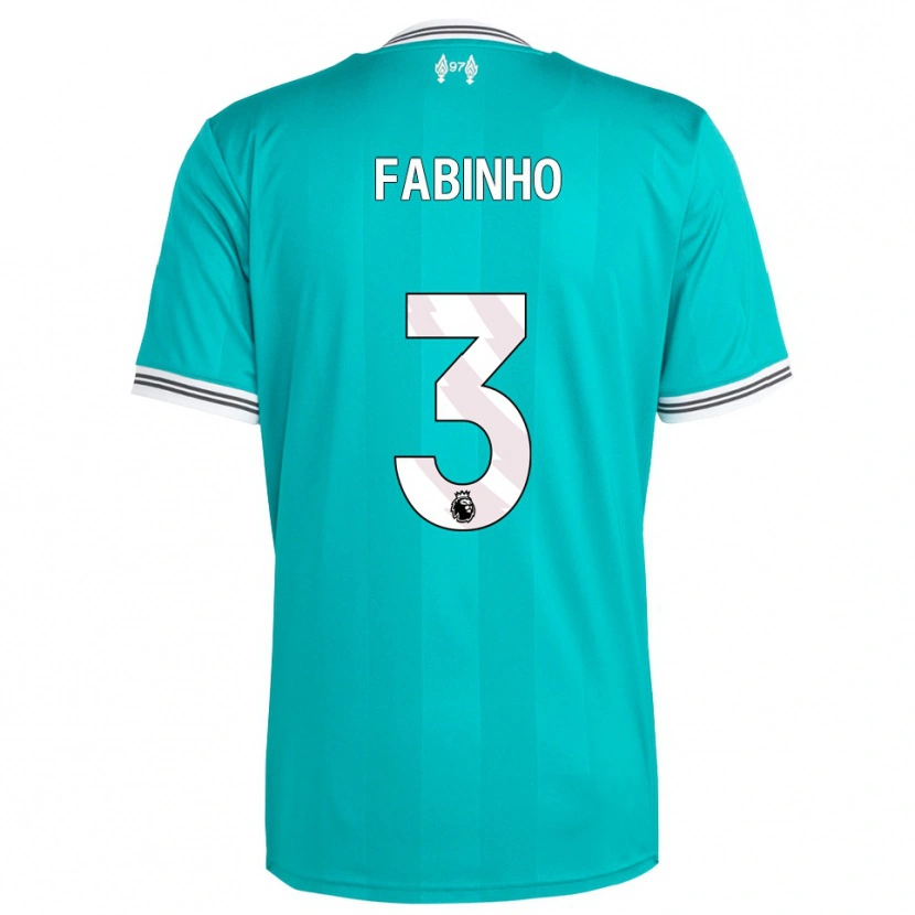Danxen Enfant Maillot Fabinho #3 Vert Blanc Troisieme 2025/26 T-Shirt