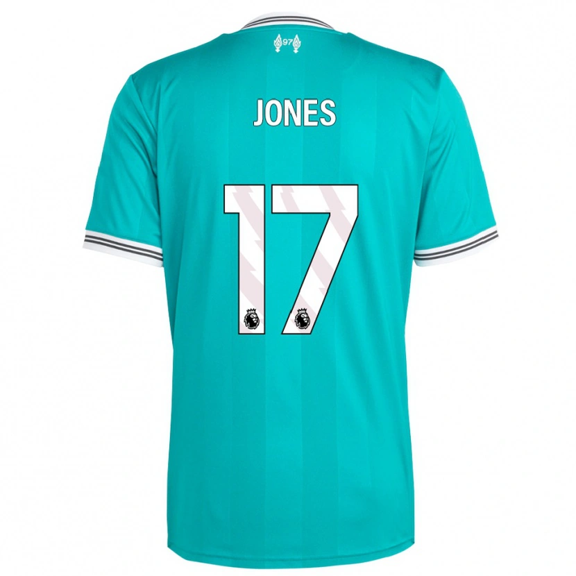 Danxen Enfant Maillot Curtis Jones #17 Vert Blanc Troisieme 2025/26 T-Shirt