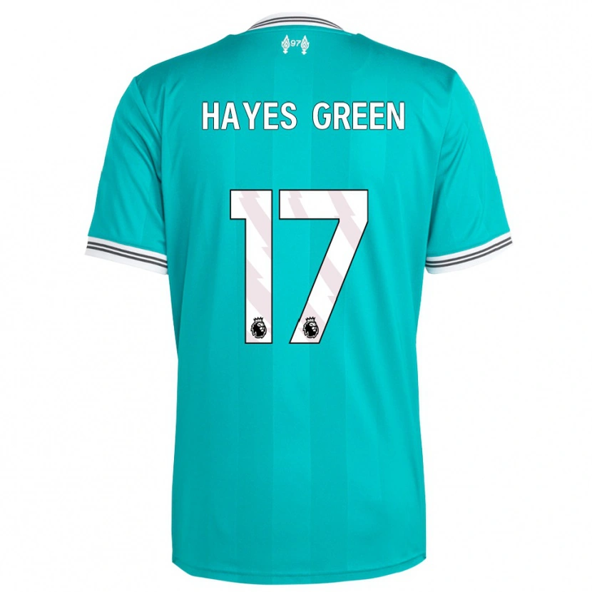 Danxen Enfant Maillot Charlie Hayes-Green #17 Vert Blanc Troisieme 2025/26 T-Shirt