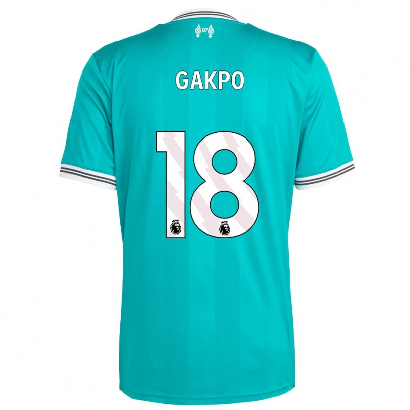 Danxen Enfant Maillot Cody Gakpo #18 Vert Blanc Troisieme 2025/26 T-Shirt