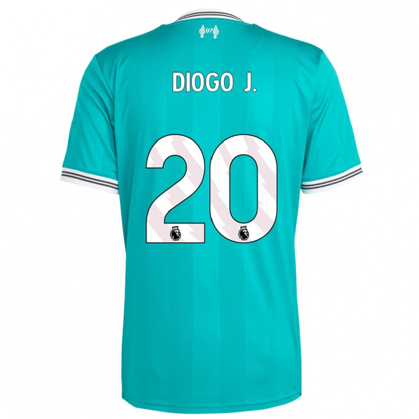 Danxen Enfant Maillot Diogo Jota #20 Vert Blanc Troisieme 2025/26 T-Shirt
