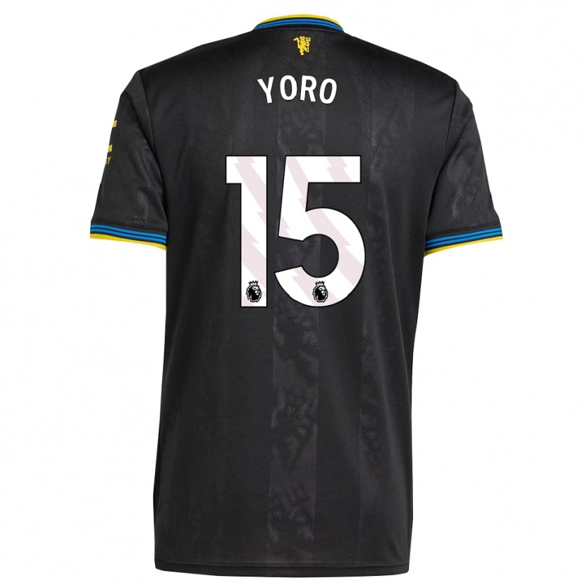 Danxen Enfant Maillot Leny Yoro #15 Noir Jaune Bleu Troisieme 2025/26 T-Shirt
