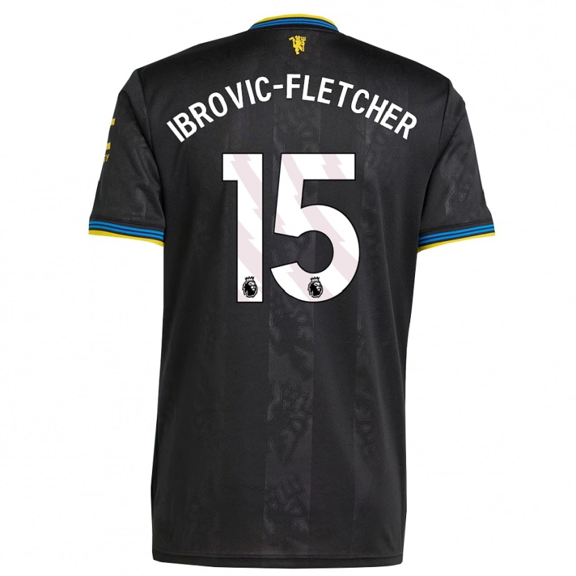 Danxen Enfant Maillot Edward Ibrovic-Fletcher #15 Noir Jaune Bleu Troisieme 2025/26 T-Shirt