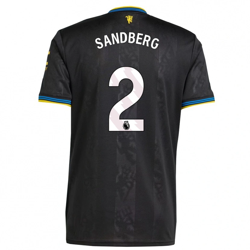 Danxen Enfant Maillot Anna Sandberg #2 Noir Jaune Bleu Troisieme 2025/26 T-Shirt