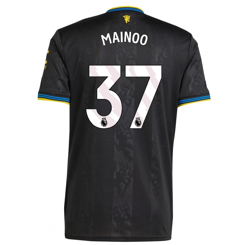 Danxen Enfant Maillot Kobbie Mainoo #37 Noir Jaune Bleu Troisieme 2025/26 T-Shirt