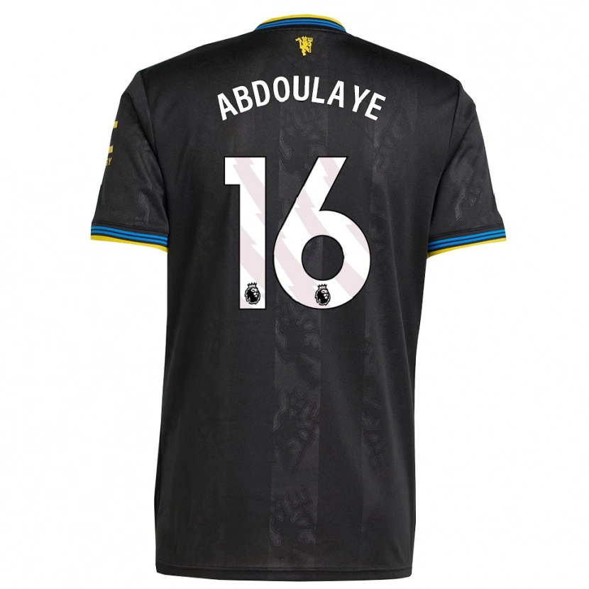 Danxen Enfant Maillot Douka Abdoulaye #16 Noir Jaune Bleu Troisieme 2025/26 T-Shirt