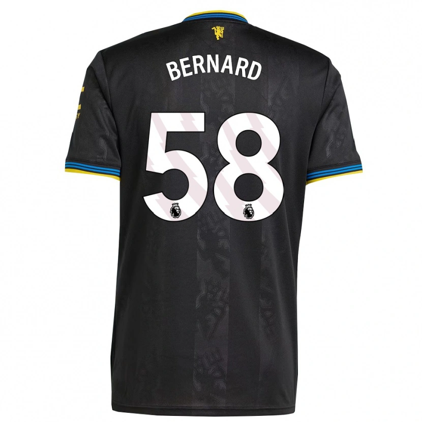 Danxen Enfant Maillot Bernard #58 Noir Jaune Bleu Troisieme 2025/26 T-Shirt