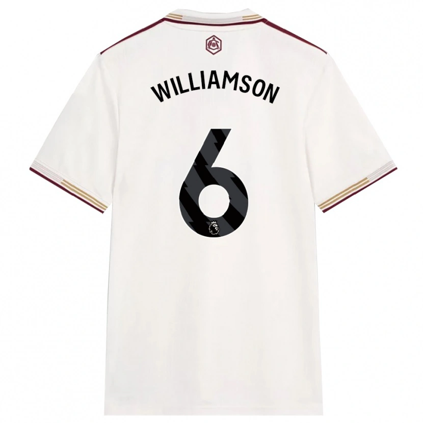 Danxen Enfant Maillot Leah Williamson #6 Blanc Cassé Bourgogne Troisieme 2025/26 T-Shirt