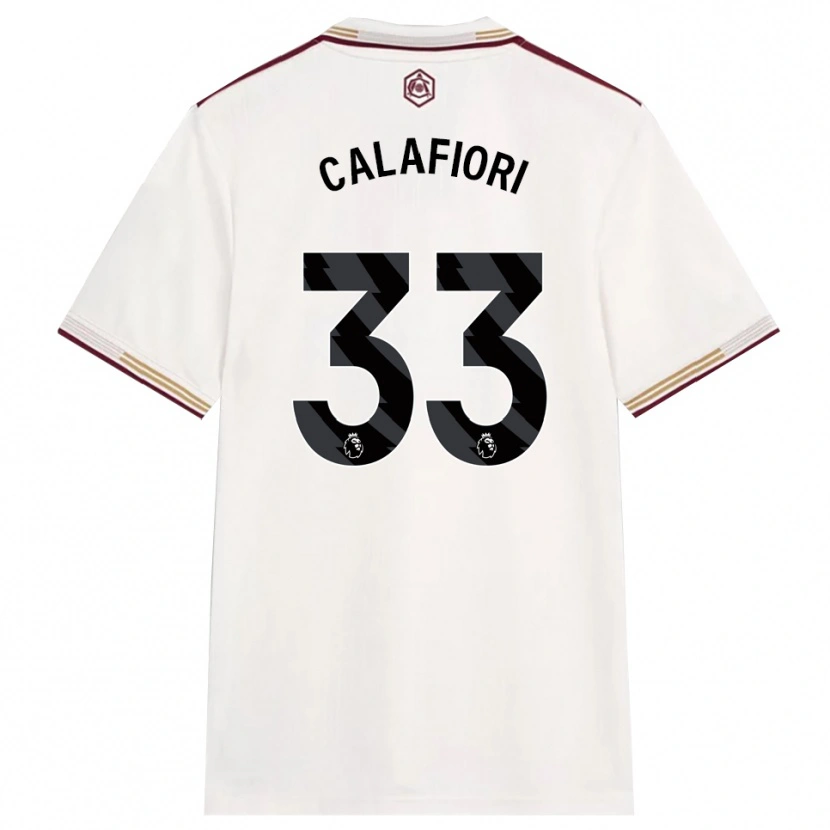 Danxen Enfant Maillot Riccardo Calafiori #33 Blanc Cassé Bourgogne Troisieme 2025/26 T-Shirt