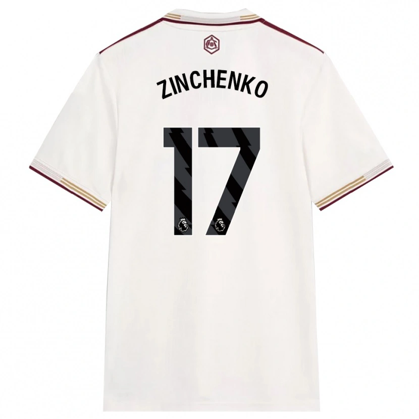 Danxen Enfant Maillot Oleksandr Zinchenko #17 Blanc Cassé Bourgogne Troisieme 2025/26 T-Shirt