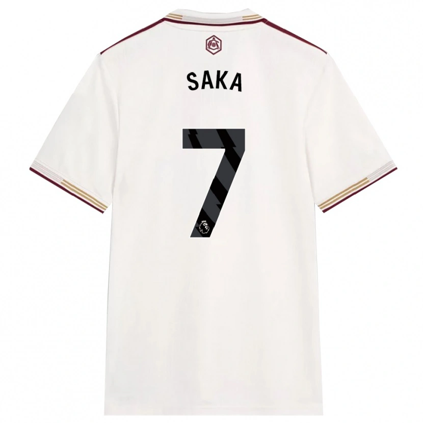 Danxen Enfant Maillot Bukayo Saka #7 Blanc Cassé Bourgogne Troisieme 2025/26 T-Shirt