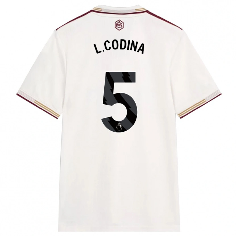 Danxen Enfant Maillot Laia Codina #5 Blanc Cassé Bourgogne Troisieme 2025/26 T-Shirt