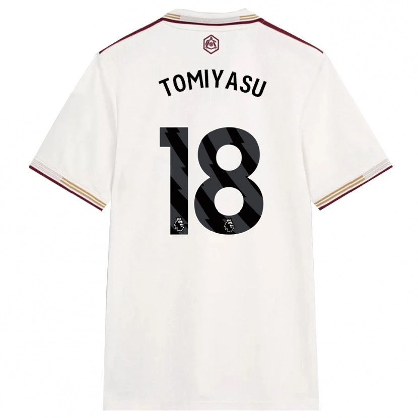 Danxen Enfant Maillot Takehiro Tomiyasu #18 Blanc Cassé Bourgogne Troisieme 2025/26 T-Shirt