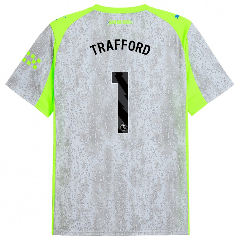 Danxen Enfant Maillot James Trafford #1 Gris Jaune Troisieme 2025/26 T-Shirt